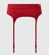 Frederick  s Of Hollywood Petra Satin Garter In Crimson Red Size XL New