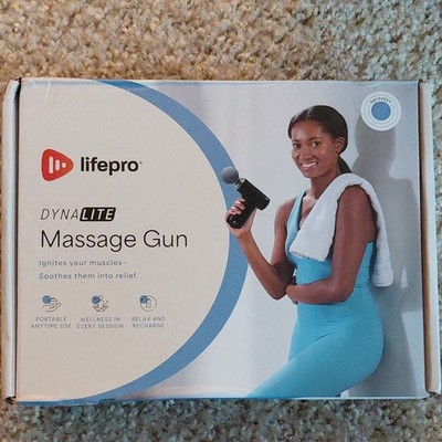 LifePro DynaLite Massage Gun Black Portable Rechargeable Quiet 4 Heads Ergonomic