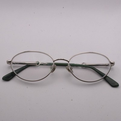 Used Amelia E. 'Becky' Silver Oval Metal Spring Hinge Classic Eyeglasses Frames