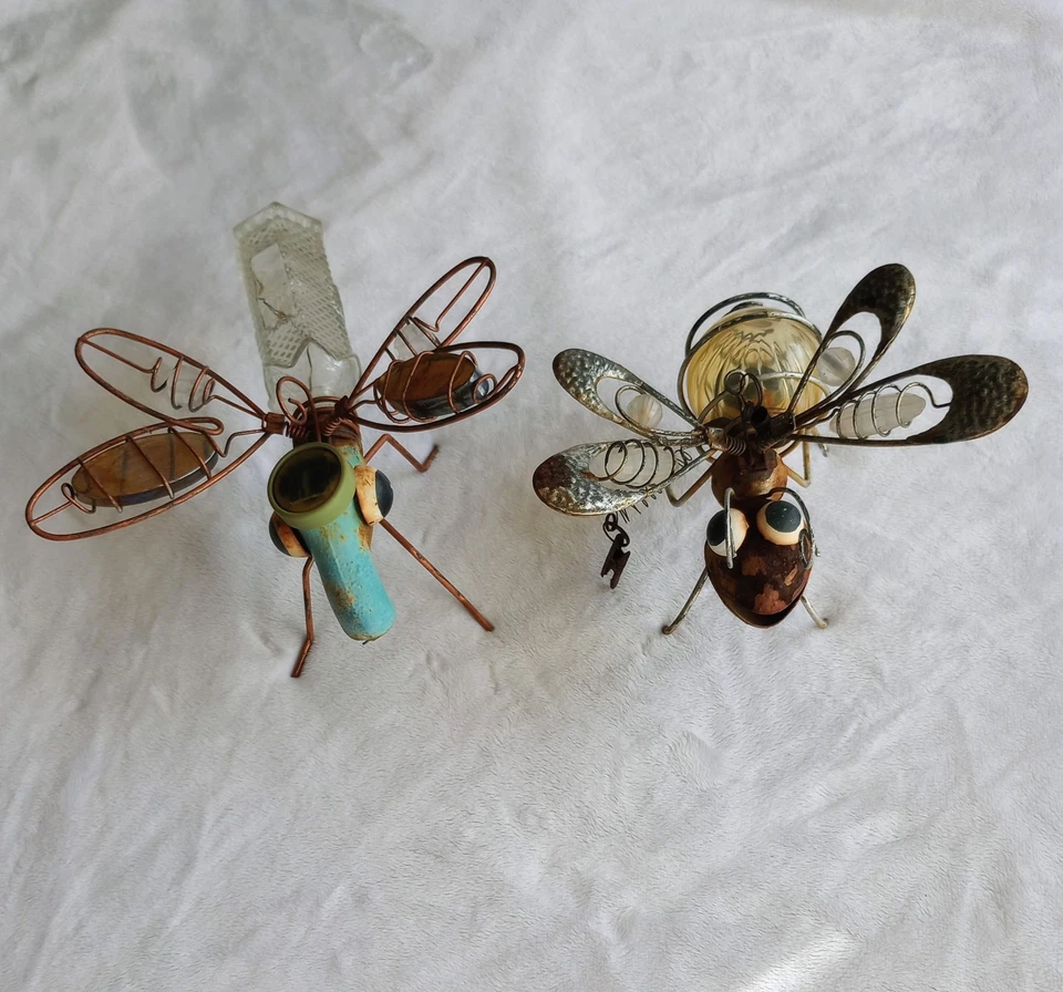 2 Alambres de vidrio de cobre decoración avispa insecto abeja de jardín metal ciclo único en su tipo Foto 3 de 4