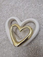 Love shape, ceramic, white and gold, home decor accessories