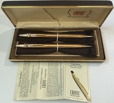 Vintage 1982 Cross 14K Gold Filled Pen Pencil Set Classic Century in Case USA