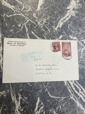 VINTAGE COVER ENVELOPE PROP STAMP MAIL 1940s WW2 BANK OF MONTREAL CANADA