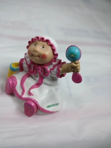 Vintage 1984 Cabbage Patch Kids Mini Doll Baby PVC 2" bottle and rattle