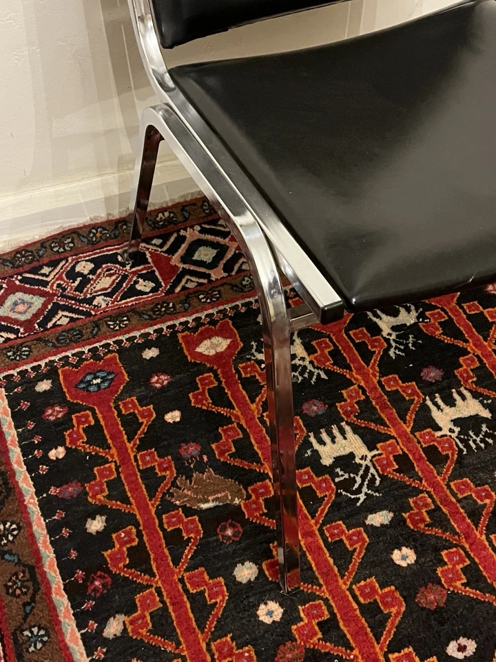 Quality Vintage Mid-Century Modern Steel Vinyl Fabric Chairs EUC - Image 2 of 4