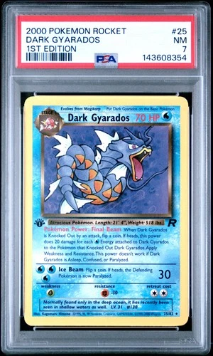 2000 POKEMON ROCKET 1ST EDITION #25 DARK GYARADOS PSA 7