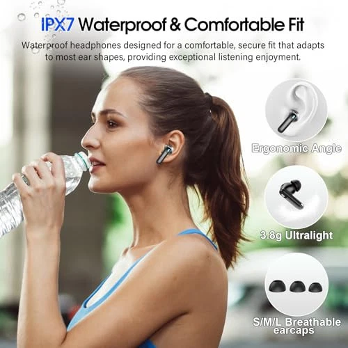 QXUFV Wireless Earbuds, Bluetooth 5.4 Headphones Multi-Function Touch Screen ... - Picture 7 of 12