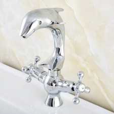 Polished Chrome Dolphin Shape Bathroom Kitchen Sink Faucet Mixer Tap esf852