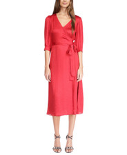 Michael Kors Women's Cheetah Jacquard Midi Wrap Dress (Crimson, XX-Large)