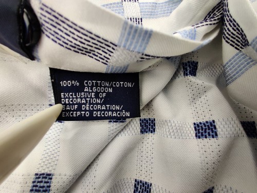Tommy Hilfiger Herren Hemd Medium Button Down weiß/blau kariert 80er 2-lagig Stoff - Bild 5 von 9
