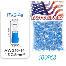 16-14AWG Insulated Ring Electrical Wire Connector Splice Spade Crimp Terminal M4