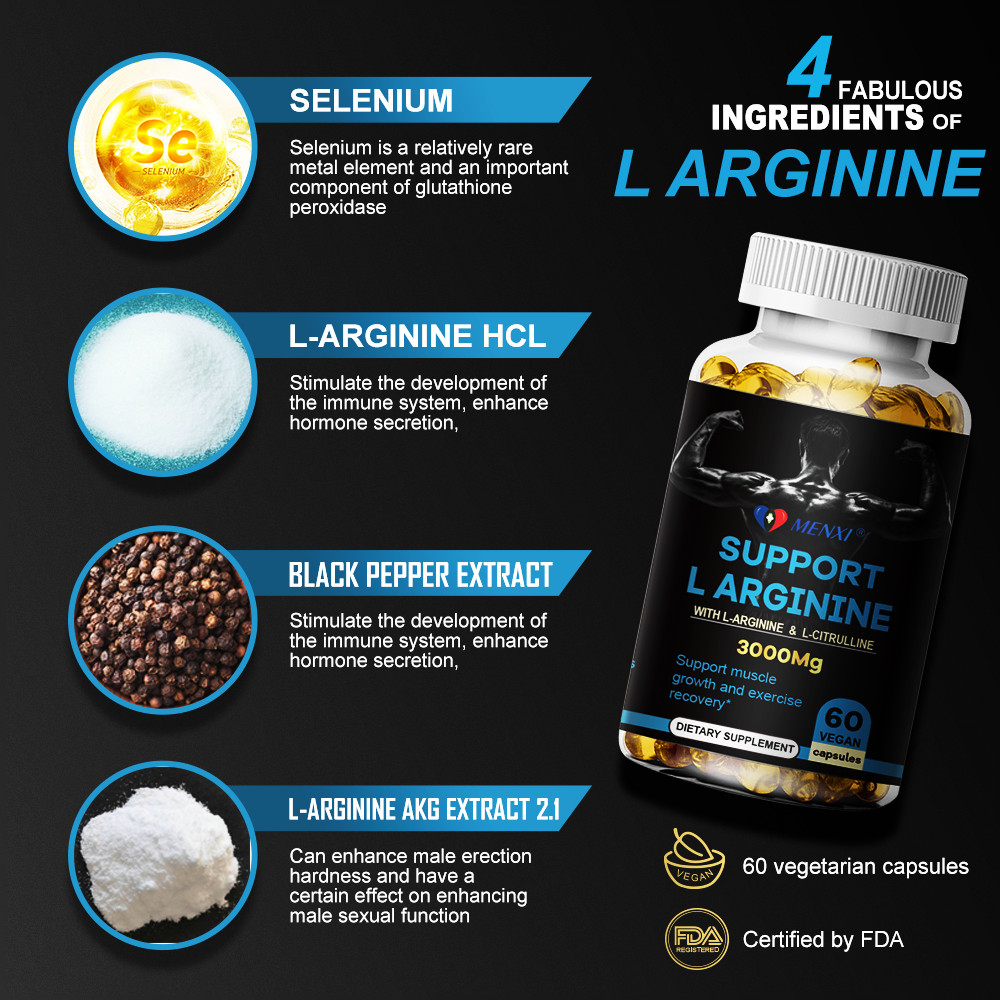 L-Arginine 60 Nitric Oxide,Testosterone Booster,Energy Support Capsules 3000 mg