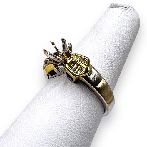 18k Two Tone White Gold .30 Ct Diamond Semi Mount Setting Wedding Ring LAJ2955 - Picture 10 of 10