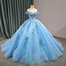 Blue Party Dress 15Quinceanera Dresses Off The Shoulder 15Years Party Customized