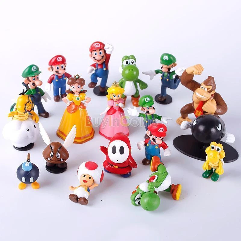 18 pcs Mini Super Mario Bros Lot Action Figure Doll Toy Cute Interesting  S290