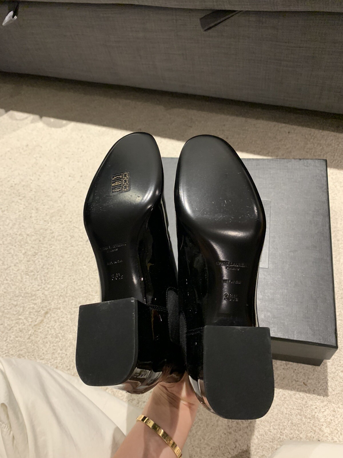 Stivali in pelle verniciata Saint Laurent Paris Babies Chelsea 36 5 nuovi $1195