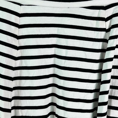 Forever 21 Girls Flat Front Pull On Black Striped Mini Skater Skirt Size 9/10 - Picture 3 of 6