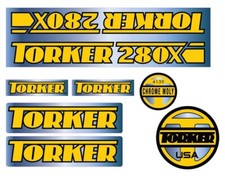 Set decalcomanie Torker 280X - Old school BMX - adesivi restauro anni 80 fondo cromato