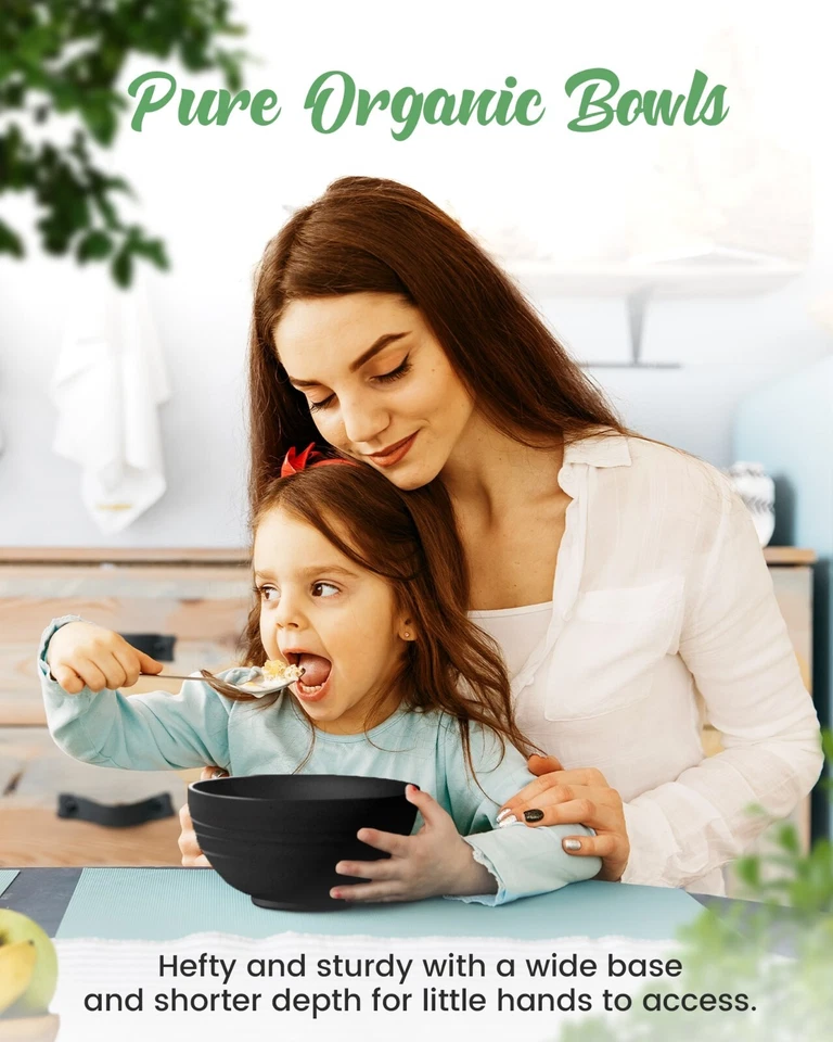 Wheat Straw Bowls Set of 4 Unbreakable Plastic Dishes Dinner Microwave Safe - Image 3 of 4