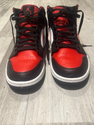 Jordan 1 Mid White Black Fire Red