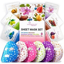 6 Pack Collagen Face Masks with Hyaluronic Acid Vitamin C for Moisturizing Skin