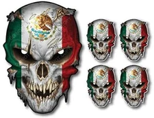 5X MEXICO USA MEXICAN AMERICAN FLAG SKULL STICKER DECAL CAR TRUCK WINDOW BUMPER