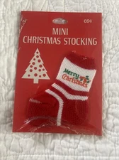 RARE*Vintage New Old Stock  Hallmark MINI Knit  Christmas stocking*MONEY HOLDER*