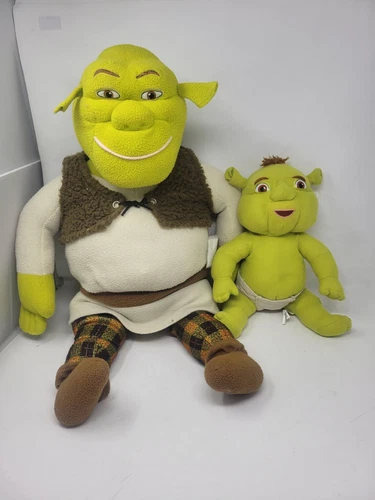 Shrek 2 Shrek Jumbo Cuddle Pillow W/ Baby Shrek Plush Stuffed Animal Large 26"