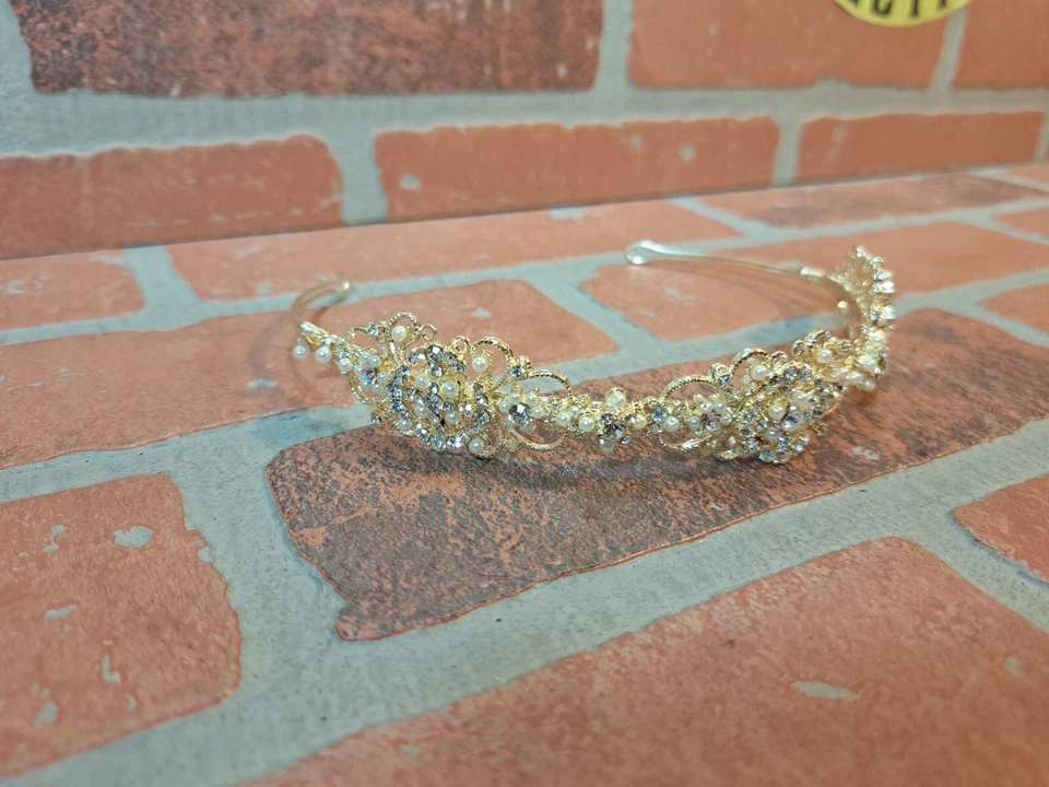 Davids Bridal Tiara Gold Crystal Motif Anime Cosplay, Wedding  - Image 2 of 4