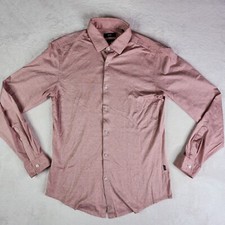 HUGO BOSS Mens Slim Fit Long Sleeve Button Up Shirt Size Medium Red Striped