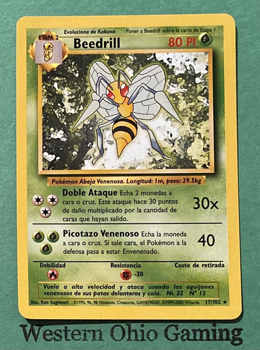 Pokemon TCG Beedrill #17/102 Spanish Unlimited Rare CCG READ Base