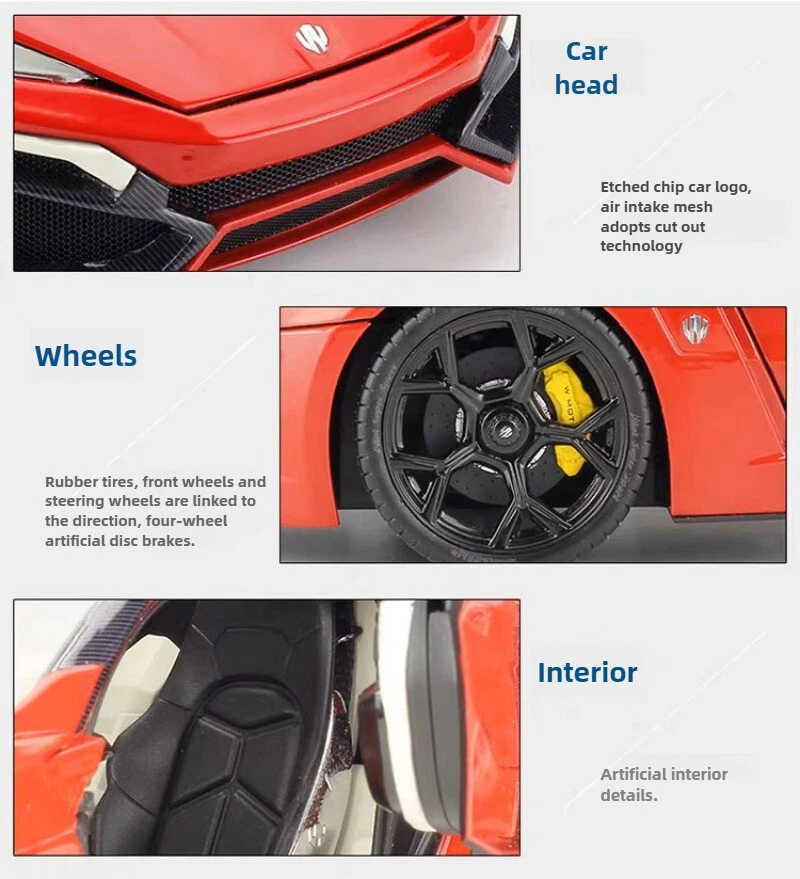 1:18 比例 LYKAN Hyper 运动金属汽车模型玩具装饰男孩和女孩礼物创意 — 第 2/4 张图片