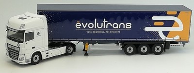 ELIGOR, DAF XF MY 2017 4x2 und Tautliner Anhänger Transports EVOLUTRANS, 1/43...