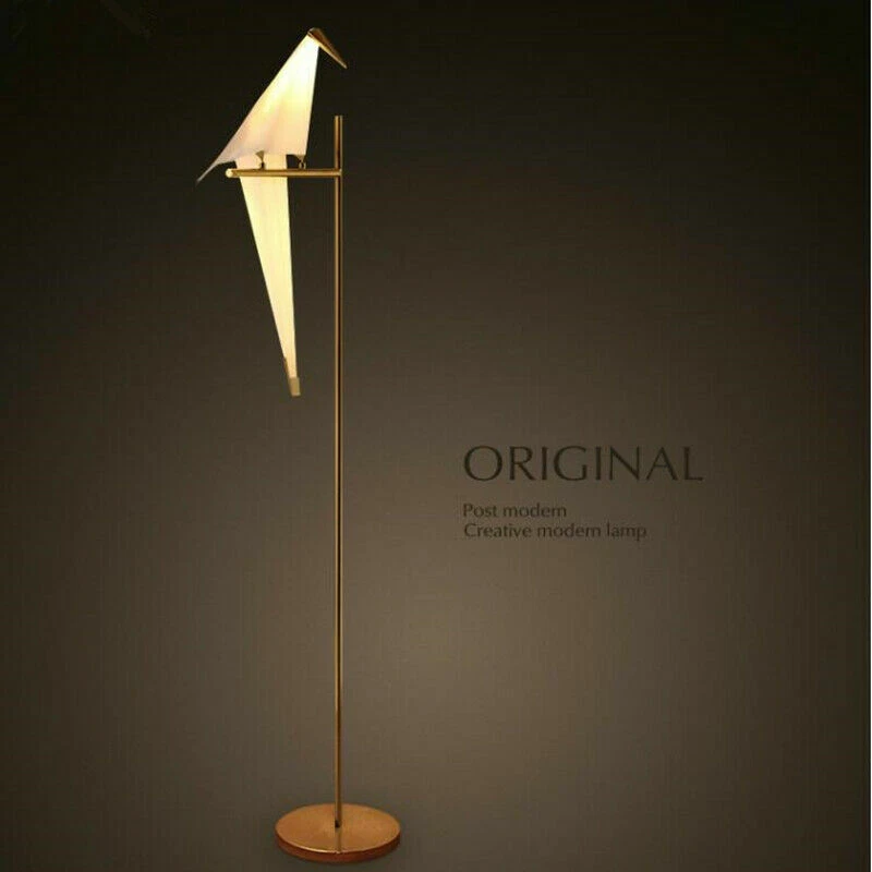 71-Inch Modern LED Floor Lamp Bird Floor Light Origami Crane Gold Metal Fixtures - Image 3 of 4