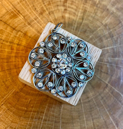 Vintage Pendant Samples Snowflake Hallmark 875 Star Silver Kharkov Jewelry USSR