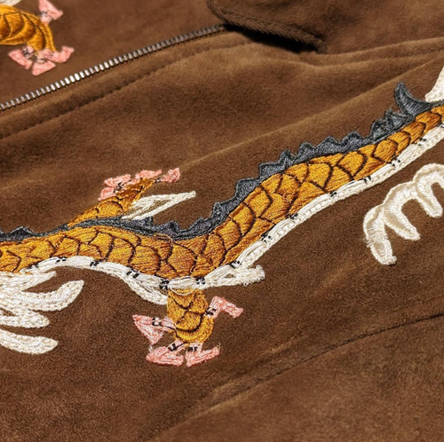 GUCCI Dragon-embroidery Suede Bomber Jacket 2017AW Dragon-embroidery Men's 48 - Picture 4 of 10
