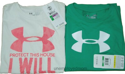 Under Armour Tee Youth Athletic Logo Top T Shirt Sportswear Sports Lot Girls BTS