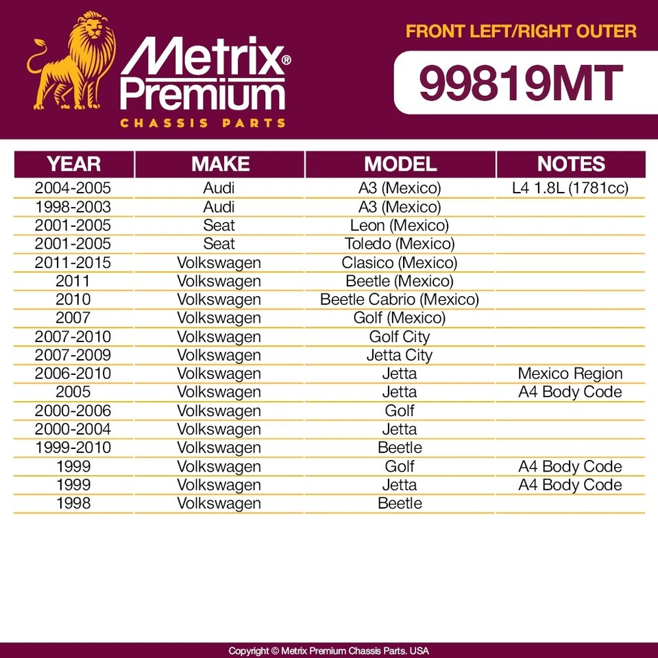 Juego de extremos de barra de amarre exterior delantero para Volkswagen Golf Beetle Golf City Jetta Foto 2 de 4