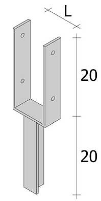Confezione 2 Pz Ancoraggio Palo 9X9 cm per Cemento Alce