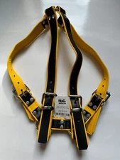 New $200 Rob Berlin Mister B Gay Leather Y Harness Black Leather Yellow Piping S