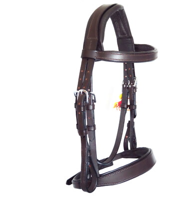 FSS einrädrige HUNT Trense Jäger FREIFORM gepolsterter ARBEITER Show FLACH 1'' Cavesson