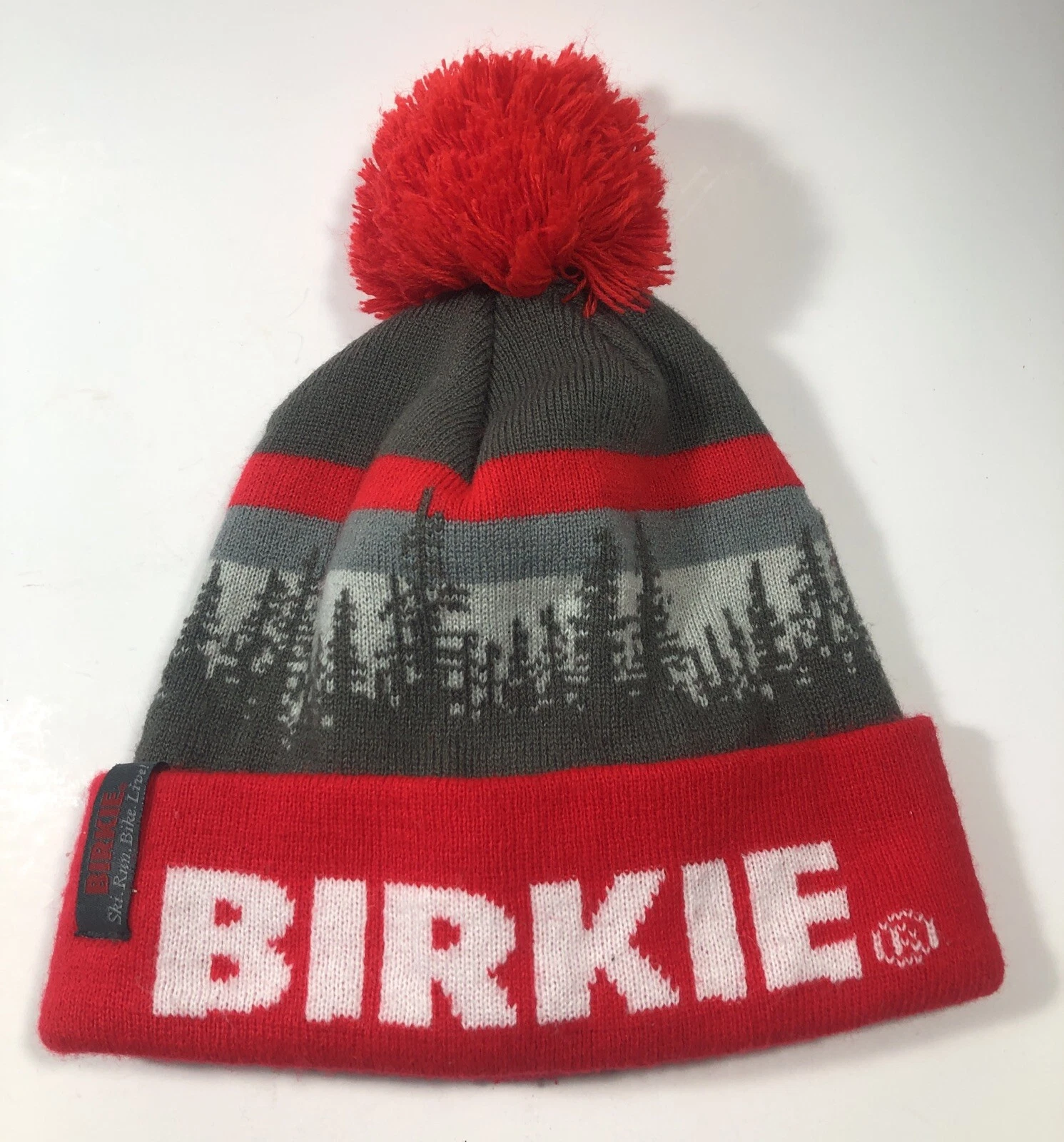 Birkie Birkiebeiner Race Red White Hat Ski Run Bike Live Winter Pom Top WI GUC