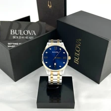 Bulova Men's Classic Blue Dial & Two Tone Bracelet 98D130 Quartz Watch 40mm
