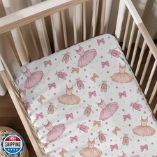 Cartoon Ballet Bows Stars Dancing Sports Pattern Baby Sheets for Crib, Unisex