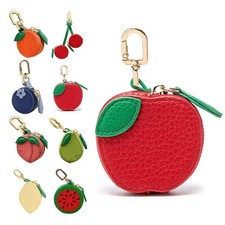 Cute Fruit Shape Leather Coin Purse Mini Zipper Earphone Bag Keychain Pendant