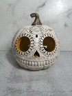 Martha Stewart HALLOWEEN Sugar Skull 8.5in LED Light Day Of The Dead Pumpkin NWT