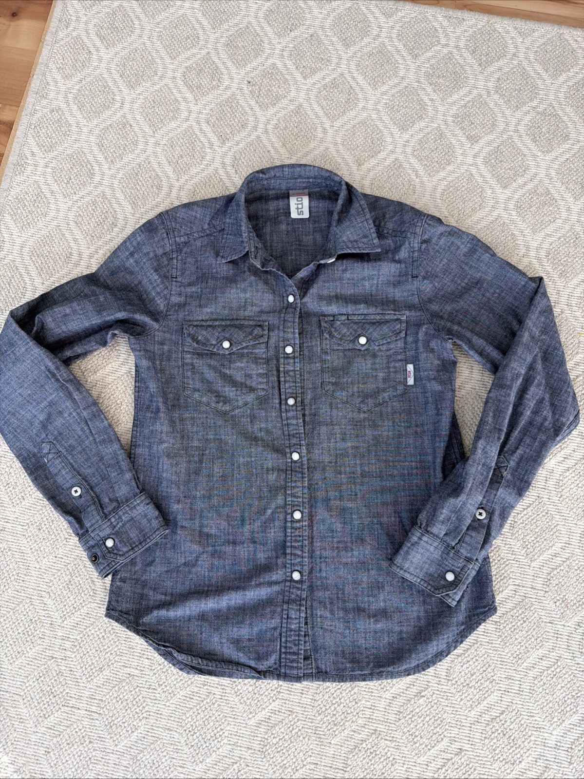 Stio Button Down Dark Chambray Western Shirt XS S… - image 1