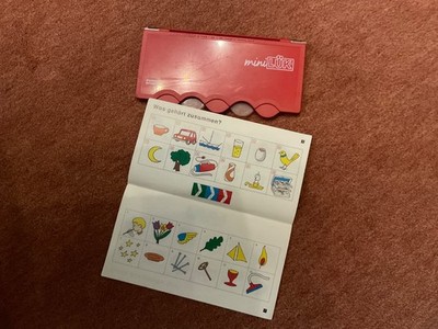 miniLÜK Kasten Kontrollgerät Lernspiel Lösungsgerät  12 Aufgabenplättchen+ Heft
