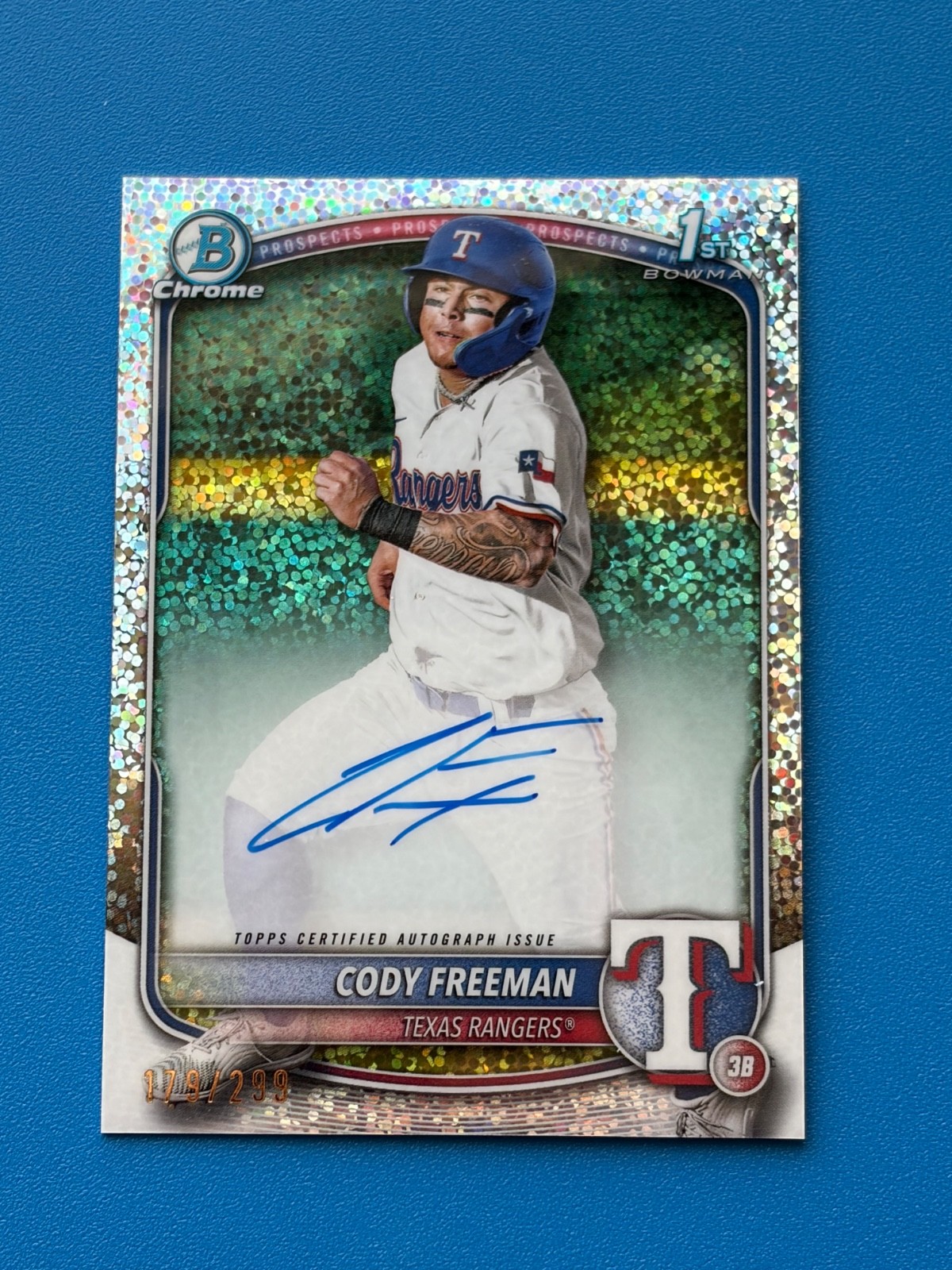 2025 Bowman Chrome Cody Freeman 1st Speckle Refractor Auto /299