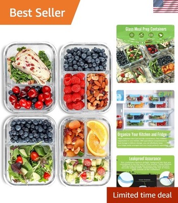 Versatile Blue 32oz Glass Meal Prep & Portion Control Containers - 4 Piece Set